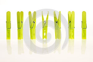 Green clothes pins