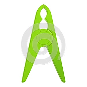 Green clothes pins icon, cartoon style