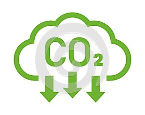 Green cloud co2 reduction vector icon