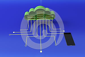 Green cloud with smartphone