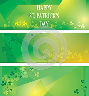 Green clover on abstract backgrounds - vector decorative templates for saint patrick`s day