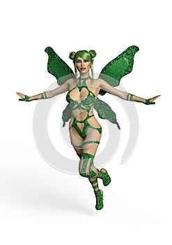 The green Clover Fae, 3D Illustration