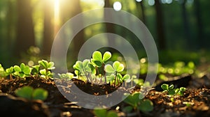 green clover leaf in the forest