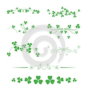 Green clover leaves - trefoil - vector decorative design elements