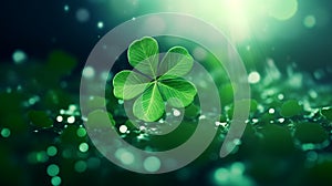 Green clover symbol of good luck, St. Patrick's day, festive illustration.