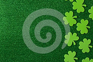 Green Clovers or Shamrocks on Green Background