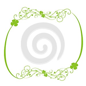 Green clovers swirls frame