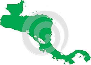 GREEN CMYK color map of CENTRAL AMERICA