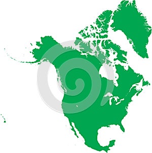 GREEN CMYK color map of NORTH AMERICA