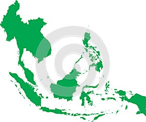 GREEN CMYK color map of SOUTHEAST ASIA