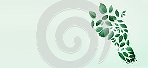 Green co2 footprint made from leaves, carbon emission, climate change and global warming concept, eco friendly lifestyle
