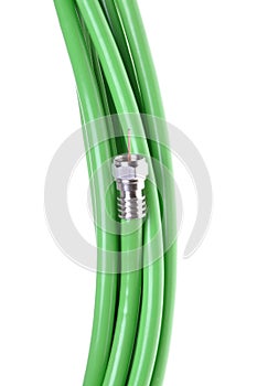 Green coaxial cable with connector