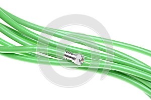 Green coaxial cable with connector