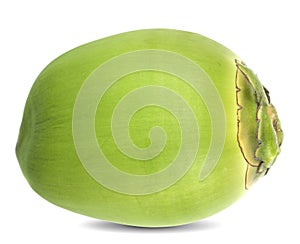 Green coconut isolated on white background.