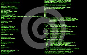 Green code in command line interface. CLI. UNIX bash shell photo