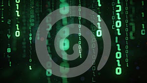 Green code matrix background for cyber security and software design