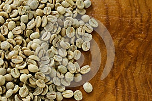 Green coffee beans close-up