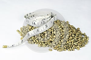 Green Coffee Beans White Tape Measure