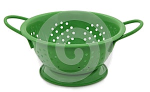 Green Colander On White