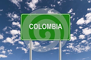 Green colombia traffic sign