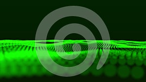 Green color abstract background with dynamic elements of waves. Dots Wave Abstract Digital Technology Background. Abstract
