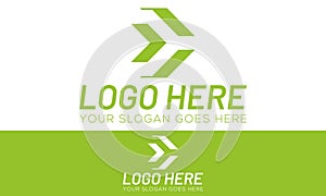 Green Color Abstract Tech Industry Shape Logo Design