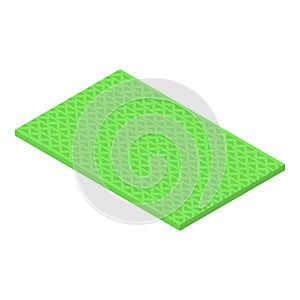 Green color door mat icon isometric vector. Entry clean home