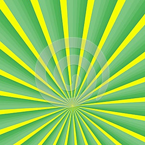 Green color gradation with rays starburst on yellow wallpaper abstract background retro style pattern seamless art graphic design