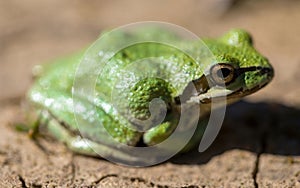 Green color morph Sierran Treefrog.