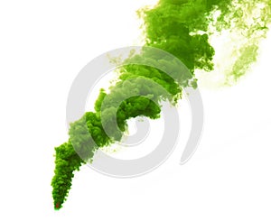 Green color smoke on white background. Stock image