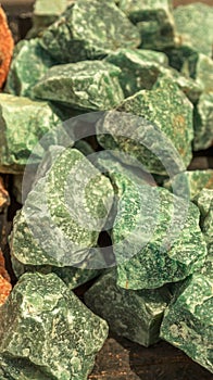 Green Colored Blocks of Serpentine Mineral