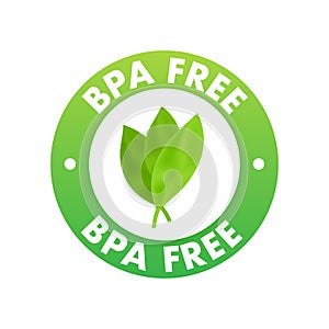 Green colored BPA free emblems, badge, logo, icon. Vector stock illustration.