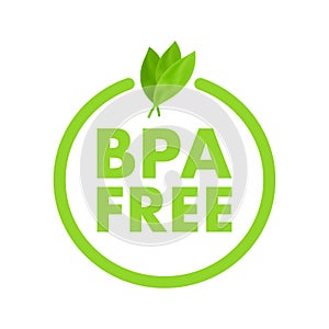 Green colored BPA free emblems, badge, logo, icon. Vector stock illustration.