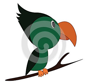 A green-colored Toucan bird vector or color illustration