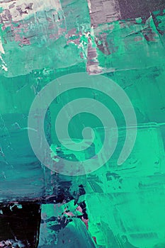 Green colors on canvas.Oil painting. Abstract art background. Oil painting on canvas. Color texture. Fragment of artwork.