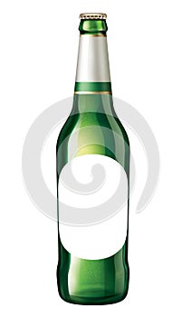 Green colour Beer glass bottle, isolated on white background