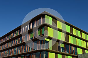Green coloured modern building