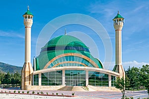 The green colourful Organized Industrial Area Mosque of Isparta.