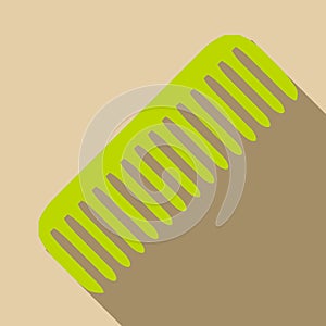 Green comb icon, flat style