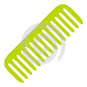 Green comb icon, flat style