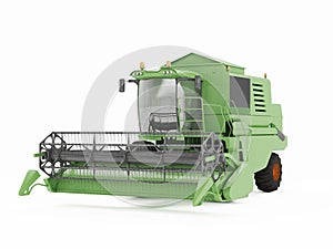 Green combine separately on a white background. 3D rendering