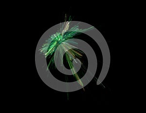 Green combustion on black background, fractal illustration