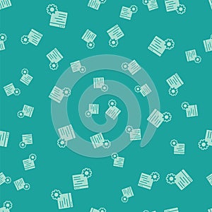 Green Computer api interface icon isolated seamless pattern on green background. Application programming interface API