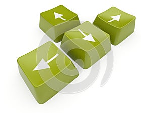 Green computer arrow key 3d. Isolated