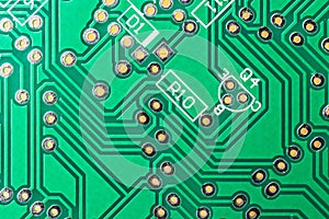 Green Computer Chip close up, pattern technology background