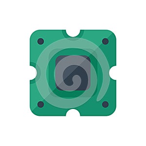 Green computer chip representing processing power and technology