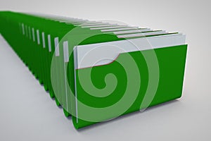 Green computer folder with on white background,3D illustration