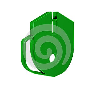 Green Computer mouse gaming icon isolated on transparent background. Optical with wheel symbol.
