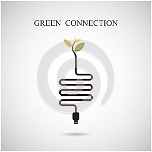 Green connection concept. Green environment sign