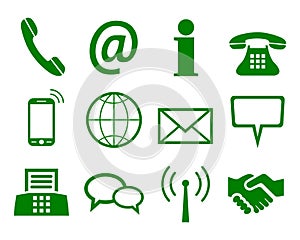 Green contact icons - vector